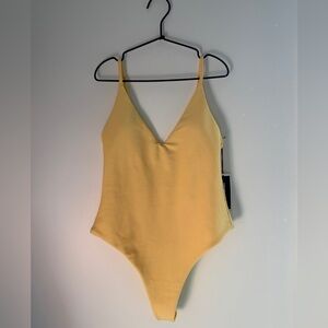 Azaria Swim Lemon Ribbed One piece Swimsuit Bodysuit